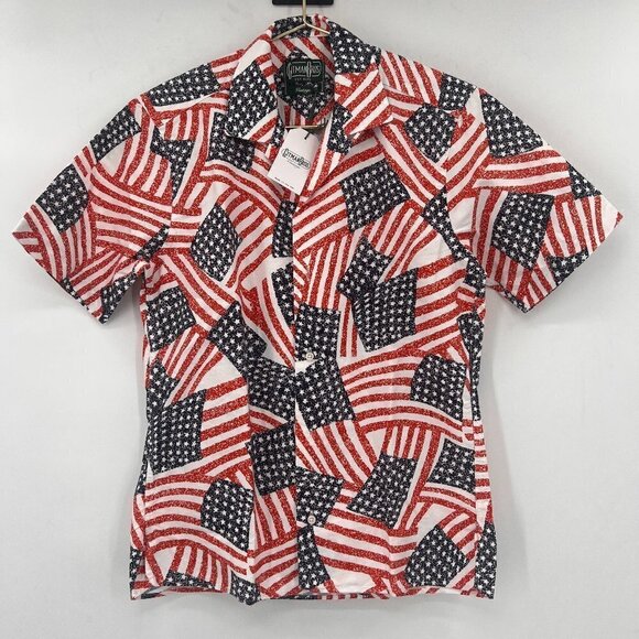 Gitman Bros. Vintage USA Flag Collage Camp Shirt NWT - Picture 1 of 8